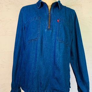 levi's dark denim long sleeve shirt